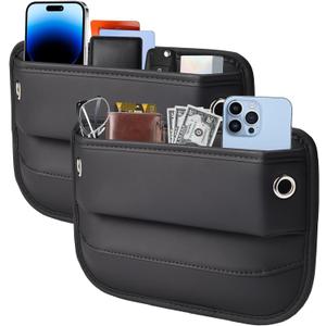 2026 2 Pack Car Seat Gap Filler Organizer, Universal Premium Leather Front Seat Side Organizer, Gap Filler for Car, Phone, Sunglasses, Keys, SUV Truck