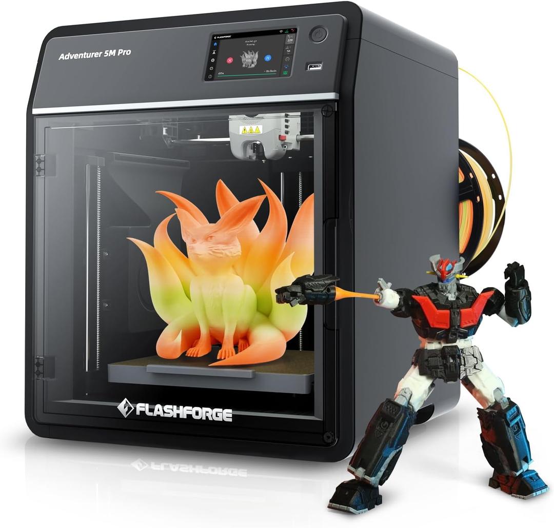 FLASHFORGE 3D Printer AD5M Pro with 250g PLA, 600mm/s High Speed CoreXY High Precision Printing, 280 Quick-Swap 0.4 & 0.6mm Hotend, 50dB Silence and Built-in Camera, Build Volume 220 * 220 * 220mm