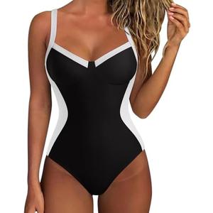 SUUKSESS Womens Tummy Control One Piece Swimsuit Sexy Crisscross Back Bathing Suit, Large