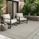 MontVoo-Outdoor Rug-Patio Rug 6x9 ft Polypropylene Indoor Outdoor Rugs Outdoor Carpet for Patio Deck Balcony Porch, Textured Weave, Durable for High Traffic, Fade-Resistant, Modern Silver Grey