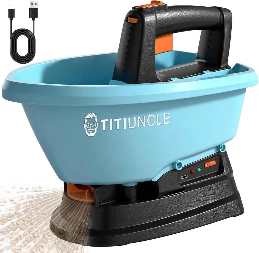 3L Electric Seed Spreader Handheld for Lawns, 7.2V Battery Powered 135 Fertilizer/Grass Seed/Salt/Ice Melt Spreader Cordless Rechargeable, Large Capacity for 6400 Sq.Ft, 7 Settings/5 Angles Adjust