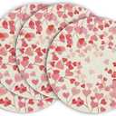 Artoid Mode Pink Love Hearts Round Valentine Placemats Set of 4, 13.5 Inch Anniversary Wedding Round Table Mats for Dining Decoration