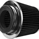 Car Clamp-On Air Intake Filter, 3 In 3.5 In 4 In Round Tapered Vehicle Cone Air Filters, High-Performance Washable Auto Replacement Intake Filtering Accessories, Universal Fit (Black)