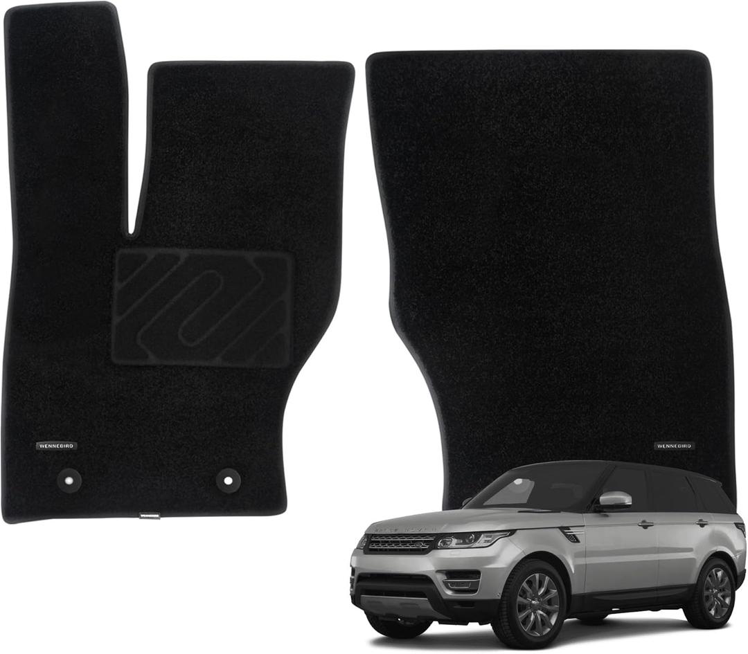 WENNEBIRD Superior Carpet Front Row Floor Mats for 2014-2022 Land Rover Range Rover Sport (L494), 0.5-Inch Ultra-Thick, Noise-Reducing, All-Weather Waterproof Anti-Slip  2-Pc Set