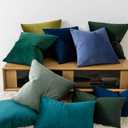 JUSPURBET Decorative Pillow Covers Set of 2 Velvet Throw Pillow Covers for Couch Sofa Bed Soft Cushion Covers Cases with Hidden Zipper for Living Room Home Decor 18x18 inch,Blue