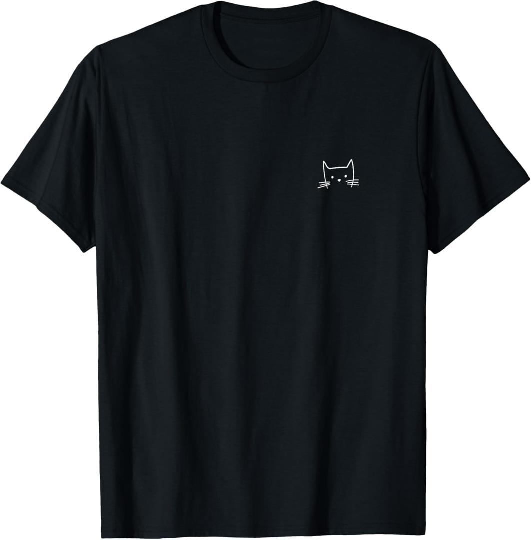 Small Cat Face Cat Lover Funny Cat Minimalist Subtle Cat Men T-Shirt, S