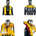 150N Automatic Inflatable Life Jacket Adjustable Nylon Swim Vest with CO2 Inflation, Reflective Strips & Safety Buckle