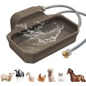 135OZ Automatic Water Dispenser for Large Dogs Patented Outdoor Dog Water Bowl Dispenser Automatic Dog Feeder Fit 3/4'' GHT Faucet Dog Waterer Include Water Hose Extra-Large Drinking Area Brown