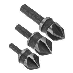 Gadpiparty 3pcs Round Handle Chamfer Drill Bit Set 90 Degree Deburr Drill Bit for Wood Plastic Chamfer Drilling High-Speed Steel Material Countersink