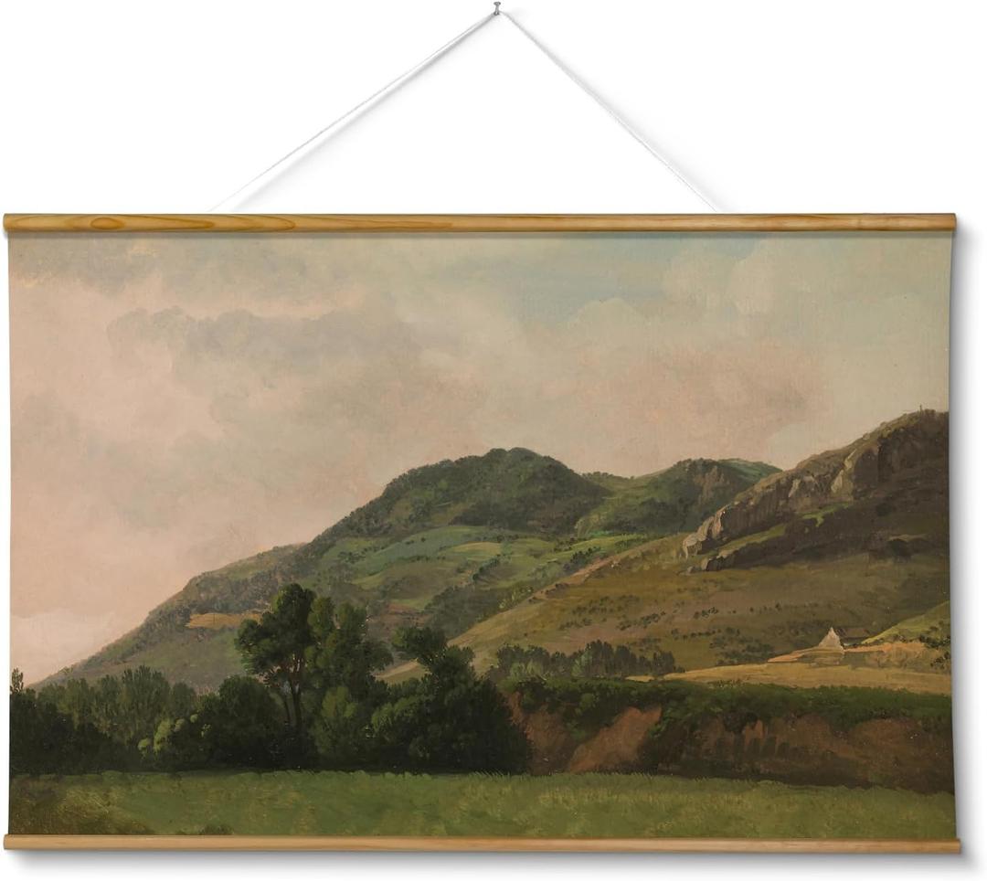 ARPEOTCY Extra Large Vintage Framed Wall Art, 36x54 Inch Retro Mountain Landscape Hanging Framed Canvas Wall Art, Large Rustic Farmhouse Home Decor for Living Room Bedroom Office