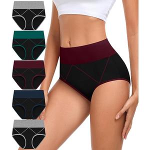 DUKAWA Underwear Women High Waisted Cotton Soft Tummy Control Panties C Section Postpartum Briefs Ladies Multicolor Plus Size 6, Medium