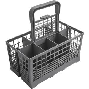 Grey 7-compartment dishwasher basket for silverware, compatible with most brands - GE, Whirlpool, Samsung, Bosch, Maytag, KitchenAid, Kenmore