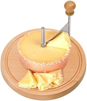 WILLOWDALE Wooden Cheese Curler, 8.5 Inches Cheese Cutter Stainless Steel Cheese Shaver for Cheese Wheel & Chocolate, Manual Cheese Slicer Kit, Suitable for Home, Restaurants, Cafes, and Dessert Shops