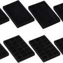 uxcell 8PCS Jewelry Organizer Tray Stackable, Wooden Jewelry Containers Velvet Drawer Organizer Inserts Holder for Earrings Necklaces Rings Bracelet (8" x 5" x 1" Black)