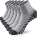 Airacker Athletic Quarter Socks with Cushion Running Ankle Socks for Men Women 6 Pairs (Gray)