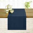 D'Moksha Homes Linen Navy Blue Table Runner 60 Inches - Classic Hemstitch, 100% Pure Linen Coffee Table Runner 14 x 60 Inch Ideal for Dresser Tables - Winter, Holiday