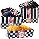 36 PCS Race Car Party Paper Food Boat Trays Supplies, Black and White Checkered Party Plates Disposable Nacho Snack Dessert Serving Tray Basket Holder for Racing Themed Birthday Party Decorations