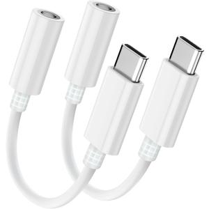 Seulliya USB C to 3.5mm Headphone Jack Adapter for iPhone 17/16/15 Pro/Max, Hi-Res Audio DAC Dongle, 3.5mm Aux Cord Converter for Samsung Galaxy, iPad, Car, USB-C Devices 2Pack