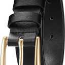 Huyfhksd Women's Belt Fashion Multicolored Waist Leather Belts for Jeans Pants with Pin Buckle, M, Gold Buckle Black