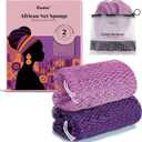 CORATED African Net Sponge Authentic, Shower Loofah Exfoliating Bath Sponge, Body Scrubber for Women and Men Daily Use Body Care, Travel Portable Bath Accessories Spa Gifts (Purple & Light Purple)