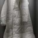 Grlasen Women Long Quilted Coat Winter Hooded Long Sleeve Button Down Puffer Padded Jacket (X-Large, White)