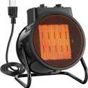 Electric Heater for Indoor Use, 1500W Quick Heating Portable Garage Heater with 90° Adjustable Angle, Space Warmer Suitable for Greenhouse Garage Tent Indoor Outdoor (Black,1 Pcs)