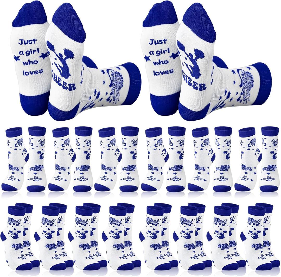 18 Pairs Cheerleader Gifts Cheerleading Team Socks Cheer Socks Cheerleading for Women Cheer Accessories (Blue)