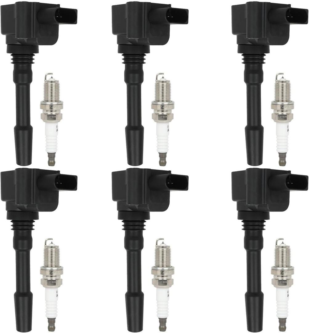 ECCPP 6 ignition coils with 6 iridium Spark Plugs UF760,coils packs,for Porsche for Cayenne 2015-2018 3.6L,for Macan 2015-2016 3.6L,for Panamera 2014-2016 3.0L UF760