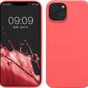 kwmobile Case for iPhone 14 Case - Slim Soft TPU Silicone Cover - Works with Wireless Charging - Neon Coral