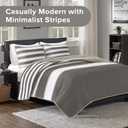 Comfort Spaces Twin Quilt Set Trendy Casual Fun, Vibrant Color Stripes Design, All Season Lightweight Coverlet Bedspread Twin Size Kids Bedding & Sham, Verone, Twin/Twin XL, Grey, 2 Piece