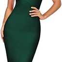 Shoulder Strap Sleeveless Fishtail Midi Bandage Dress for Women Bodycon Club Party Evening Dresses, Extra Small,  Gree
