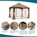 Wonwon Outdoor Gazebo Canopy 4-Panel Screen Walls with Zipper - Mosquito Netting for 10' x 12' Gazebo (Khaki)
