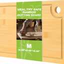 Bamboo Cutting Boards for Kitchen 14.9" x 9.6", Reversible Wood Cutting Board with Juice Groove & Side Handles, Chopping Board for Meat & Cheese, 100% Organic Bamboo