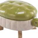 Animal Ottoman Footstool, Turtle Sofa Stool, PU Leather Upholstered Wood Ottoman Foot Stool (Color : Green-S), 12.2"D x 22.8"W x 10.6"H