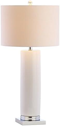 JONATHAN Y JYL8021A Dallas 31.5" Ceramic LED Table Lamp Contemporary Transitional Bedside Desk Nightstand Lamp for Bedroom Living Room Office College Bookcase LED Bulb Included, White/Chrome