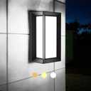 Outdoor Wall-Porch-Light, Modern Exterior LED Wall Sconce,24W-Led Matte Black Exterior Wall Fixtures,Mounted Wall Patio Lamps,3-Color-Changeable for Garage Walkway Backyard Garden (3CCT-Rectangle-1Pcs)