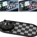Mobile Phone Bracket Anti-Slip Mat,Multifunction Car Dashboard Mat with Temporary Parking Number,Universal Fit Anti-Slip Mat,360 Rotating Adjustable Phone Holder (Black & Gray)