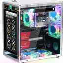 FREENOVE Raspberry Pi 5 Case Kit Pro (with 1x 128GB SSD), Dual M.2 NVMe SSD Slots, 5 PWM ARGB Fans Light Sync, CPU Tower Cooler, 4.3" Touchscreen, Stereo Speakers, 3.5 mm Audio