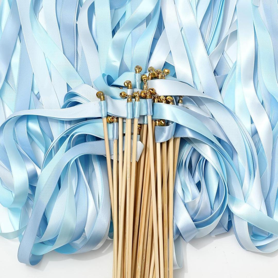 Whaline 40Pcs Wedding Ribbon Sticks with Bells Dusty Blue Streamers Fairy Stick Wands Ribbon Tassel Wands for Baby Shower Send Off Party Activities Holiday Celebration Supplies Dusty Blue Whaline 40Pcs Wedding Ribbon Sticks with Bells Dusty Blue Streamers Fairy Stick Wands Ribbon Tassel Wands for Baby Shower Send Off Party Activities Holiday Celebration Supplies Dusty Blue