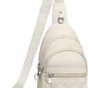 Sling Bag for Women, Anti-Theft RFID Crossbody Bag Nylon Sling Purse for Travel, Puffy Small backpack for Daily Hiking Sports White (Beige)