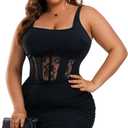 Womens Plus Size Sexy Ruched Bodycon Dress Sleeveless Square Neck Club Party Dresses (XL)