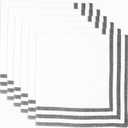 PurpleEssences Black and White Cloth Napkins - 18x18 Inch Set of 6-100% Cotton Elegant Hemstitch Dinner Napkins with 1.5" Stripe Edges, Durable, Washable - Spring Easter Summer Table Dcor