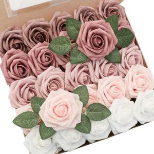 Floroom Artificial Flowers 25pcs Real Looking Dusty Rose Ombre Colors Foam Fake Roses with Stems for DIY Wedding Bouquets Bridal Shower Centerpieces Floral Arrangements Party Tables Home Decorations (25pcs Regular 3") Floroom Artificial Flowers 25pcs Real Looking Dusty Rose Ombre Colors Foam Fake Roses with Stems for DIY Wedding Bouquets Bridal Shower Centerpieces Floral Arrangements Party Tables Home Decorations (25pcs Regular 3")