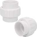 2 Pack 2" PVC Union Coupling Pipe Fitting (Socket x Socket) 2 Inch PVC Slip Union PVC Adapter Coupling Schedule 40, EPDM O-Ring, White