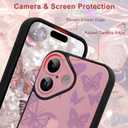 for iPhone 16 Case with Finger Strap Holder, Cute Cool Butterfly Print Pattern Design for Women Girls, Shockproof Anti Scratch Hand Kickstand Protective Cover, Pink