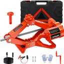 Nilight Electric Car Jack 3 Ton 6600LBS Floor Jack Kit Automatic 12V Electric Scissor Lift Jack Portable Repair Tool with Remote Control Double Jack Pads for Car Tire Change Replacement, Orange Red