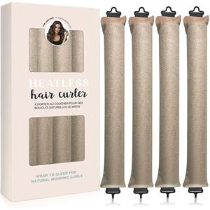 Enignic Heatless Hair Curler 4pcs Heatless Curling Rod Overnight Soft Hair Rollers to Sleep No Heat Curls Overnight Curlers for All Hair Types (Braun) Healthy and Stylish, No Heat Needed