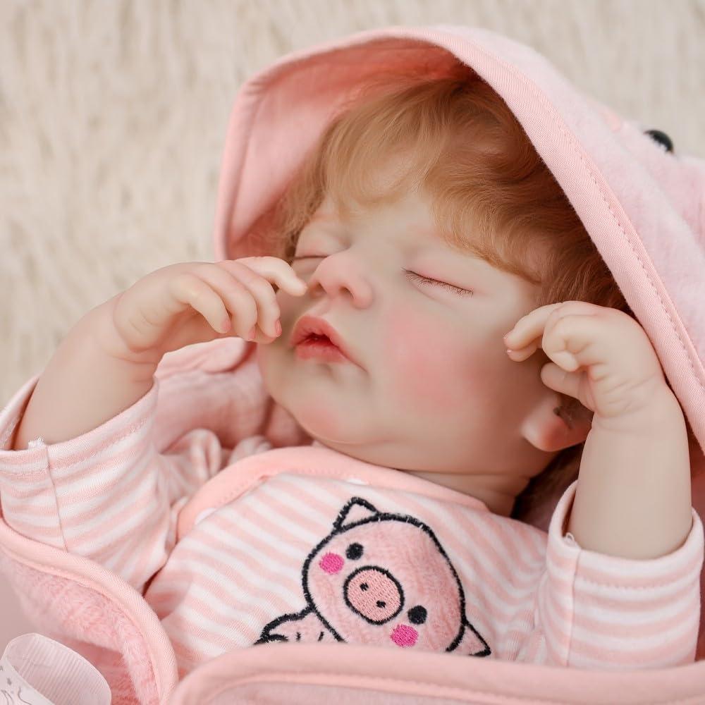 Lifelike Reborn Baby Doll, 22 Inches 55 cm Vinyl Newborn Doll with Removable Dress, Realistic Baby Doll with Magnetic Pacifier for Gifts,Name Melanie, 48Cm X 20Cm X 13.5Cm
