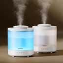 Homvana Small Humidifiers for Bedroom - 1.5L Cool Mist Top Fill Humidifier for Baby Nursery, Essential Oil Diffuser, 3 in 1 for Home Plants Offices and Grow Tents, 7 Color Lights, Ultrasonic (2 Packs)