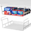 Under Shelf Basket, 2 Pack Under Cabinet Shelf Basket Organizer, Hanging Wire Storage Baskets, Slide-in, Add-on Space Saving for Kitchen Pantry Laundry Room Desk Bookshelf, White